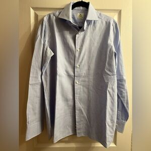 Borrelli of Napoli Men's Light Blue Pinstripe Dress Shirt
